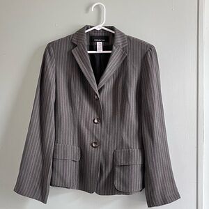 Jones New York Green Gray Pinstripe Women's Blazer